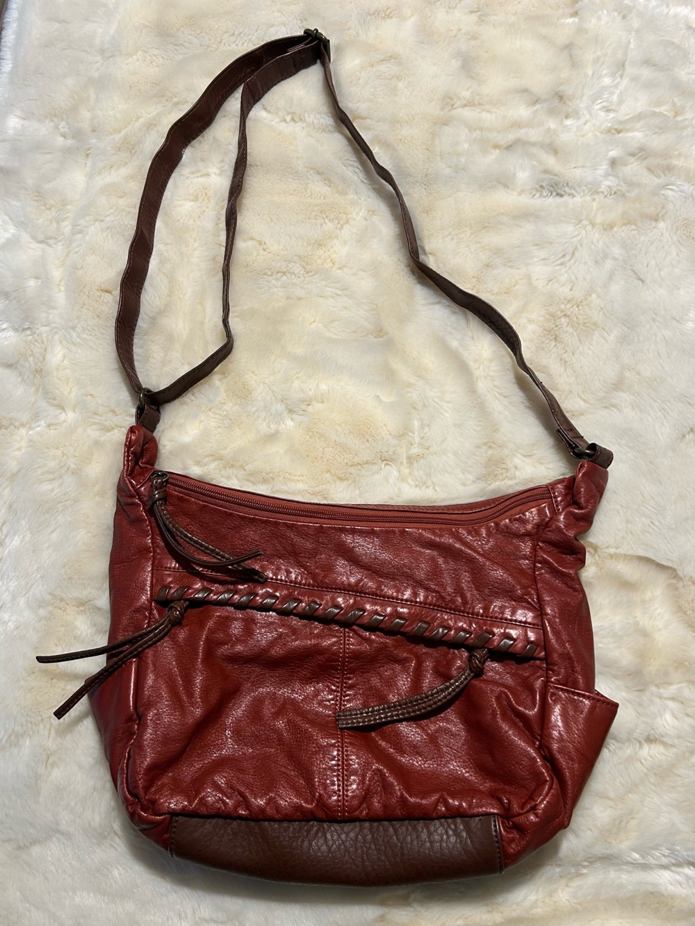 Red/Brown Leather Crossbody Bag